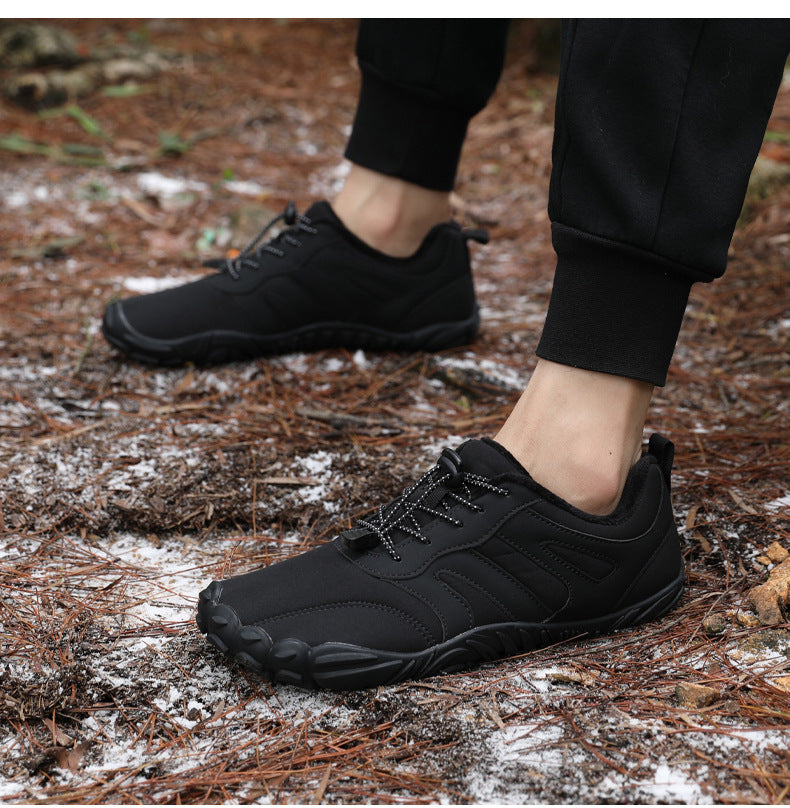 Outdoor Snow Boots, Home Cross-Border Winter New Style, Non-Slip Short Style, Fleece-Lined Warm Cotton Shoes, Thick-Soled Barefoot Five-Toe Shoes