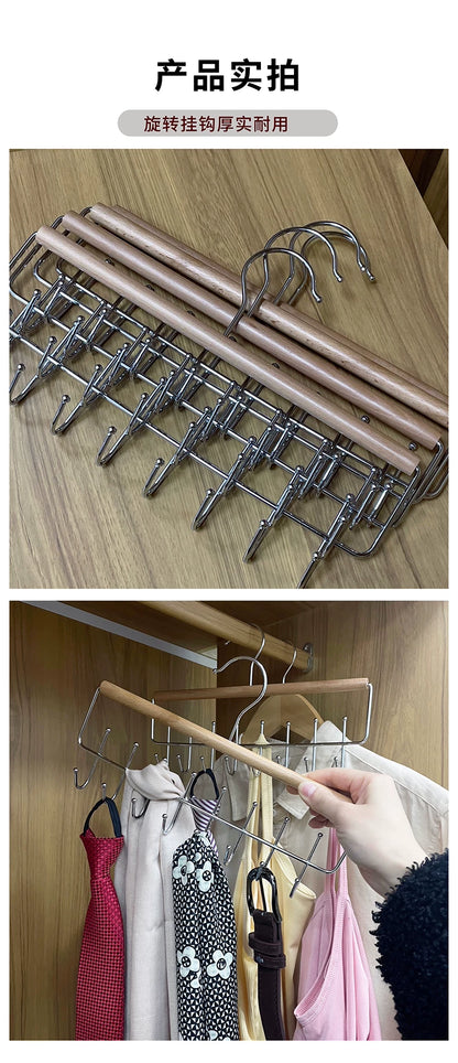Household Multifunctional Sling Hanger Intimates Vest Storage Artifact Dormitory Solid Wood Hook Wardrobe Clothes Drying Rack Wholesale