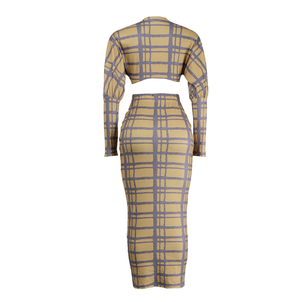 UK2295 European and American Sexy V-neck Chest Wrap Hip Skirt Two-piece Night Dress