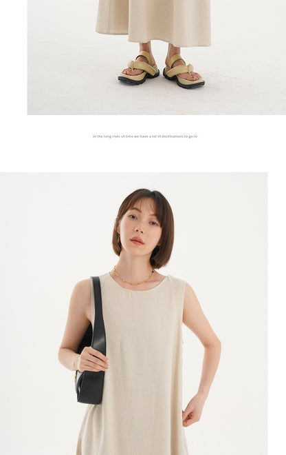 Korean Chic2026 Summer French Design Loose Backless Sleeveless Vest Dress Casual Age-Reducing Long Dress