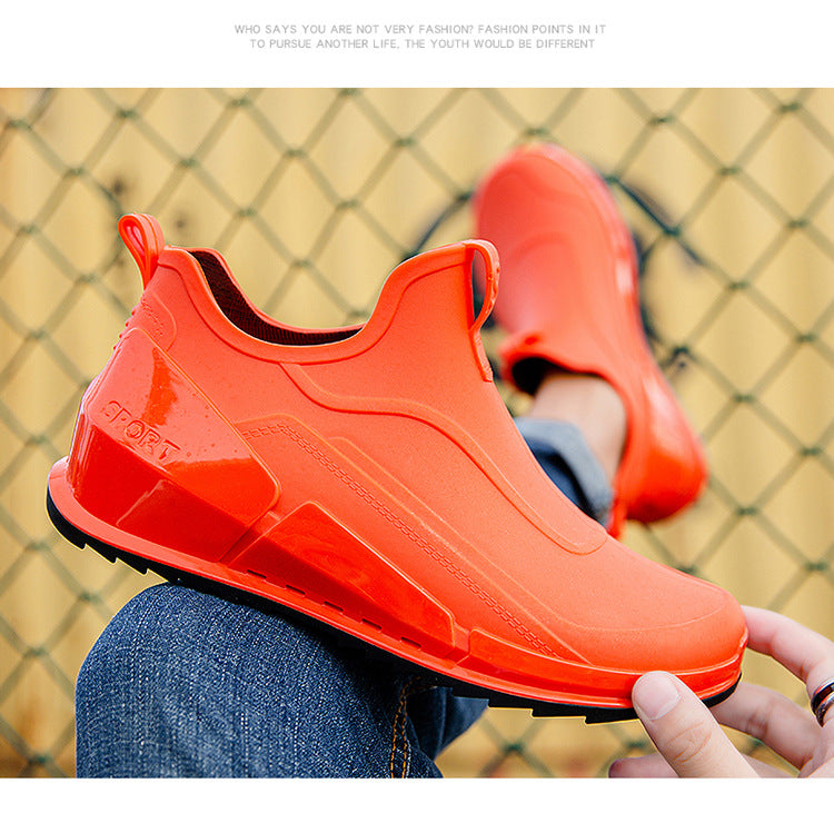Cross-border Explosions Fashion Rain Boots Men's Non-slip Rubber Shoes Thick Sole Wear-resistant Outer Wear Rain Boots Non-slip Kitchen Water Shoes Men