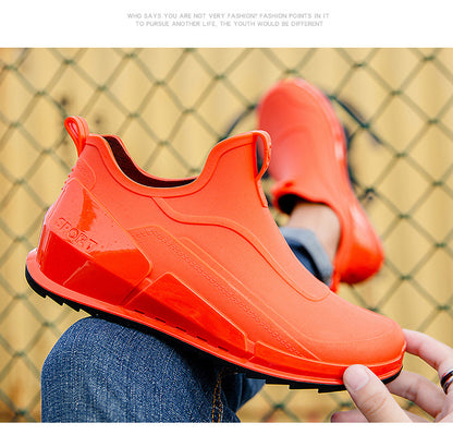 Cross-border Explosions Fashion Rain Boots Men's Non-slip Rubber Shoes Thick Sole Wear-resistant Outer Wear Rain Boots Non-slip Kitchen Water Shoes Men