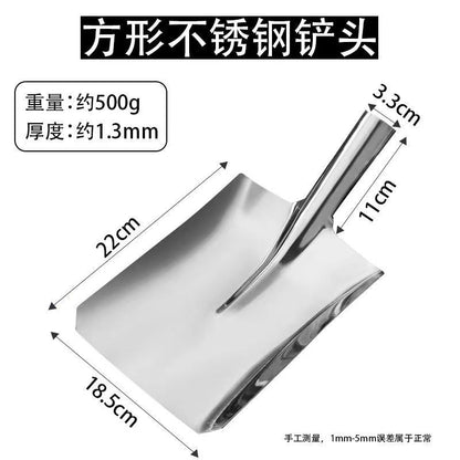 Stainless Steel Shovel Stir-frying Shovel Long Steel Handle Sketch Iron Shovel Kitchenware Hotel Large Sketch Thickened Stainless Steel Sketch
