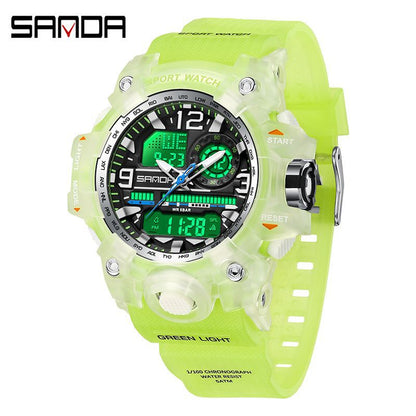 Sanda Hot-Selling Watch Korean Version Student Party Multi-Functional Waterproof Alarm Clock Electronic Watch Cool Dual Display Luminous Sports Watch by PDG ibma