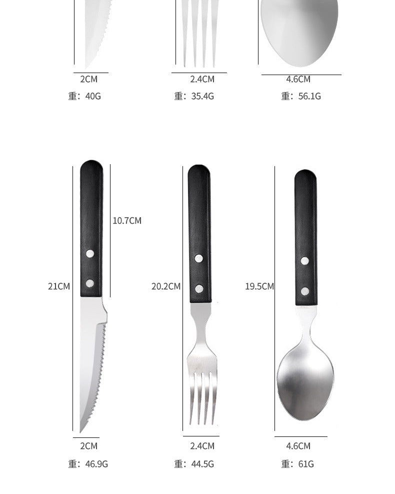 Cross-border Wooden Handle Steak Knife and Fork Two-piece Set Household Western-style Tableware Stainless Steel Main Knife Dishpoint Fork in stock Batch