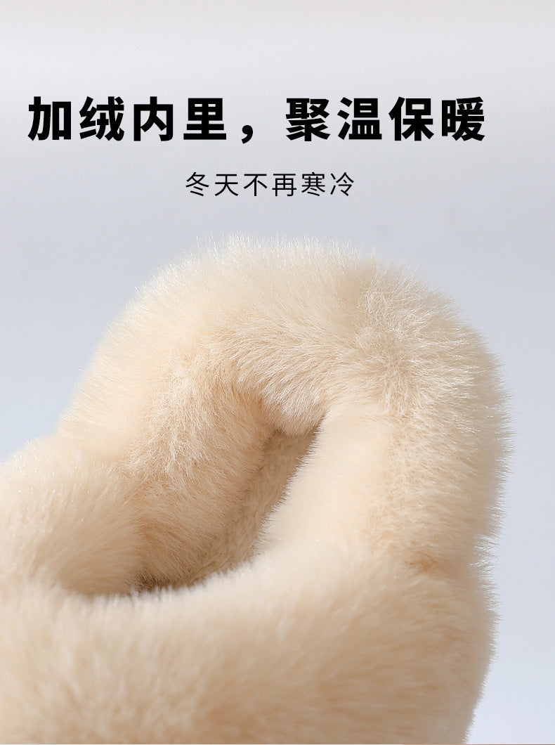 Couple's Cotton Slippers for Women, Thick-Soled, Warm, Non-Slip Home Slippers for Men, Autumn and Winter Indoor Non-Slip Soft-Soled Maternity Shoes