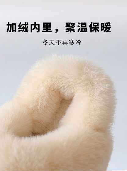 Couple's Cotton Slippers for Women, Thick-Soled, Warm, Non-Slip Home Slippers for Men, Autumn and Winter Indoor Non-Slip Soft-Soled Maternity Shoes