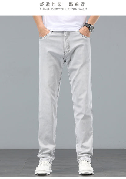 Lyocell Tencel Jeans Men's Straight-Leg Loose 2025 New Men's Pants Summer Thin Ice Silk Ultra-Thin Pants