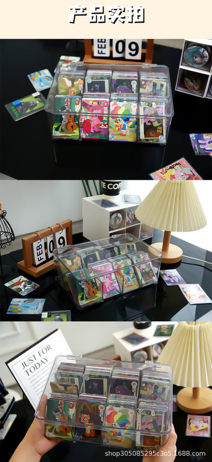 Card Storage Box, Card Organizer, Acrylic Compartment Display Rack, Stackable Drawer for Home Use