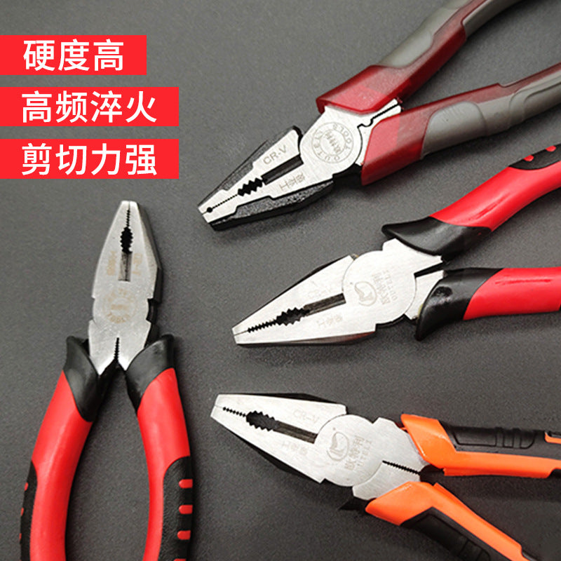 Pliers European Chrome Vanadium Steel Wire Pliers Source Factory Pvc Plastic Handle Tiger Pattern Vise 8inch Large Quantity Discount Pliers