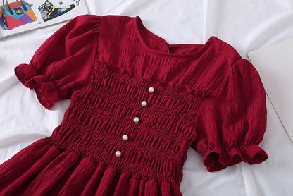 Chiffon Short-sleeved Dress for Women New ins Sense Niche Mid-length French Douyin Slimming Look Skirt