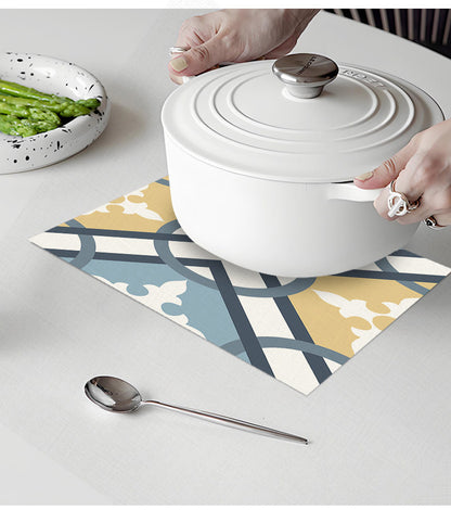 Temu Cross-Border New Product Ins Style Small Fresh Placemat Digital Printing Square Insulation Mat Restaurant Table Mat Wholesale
