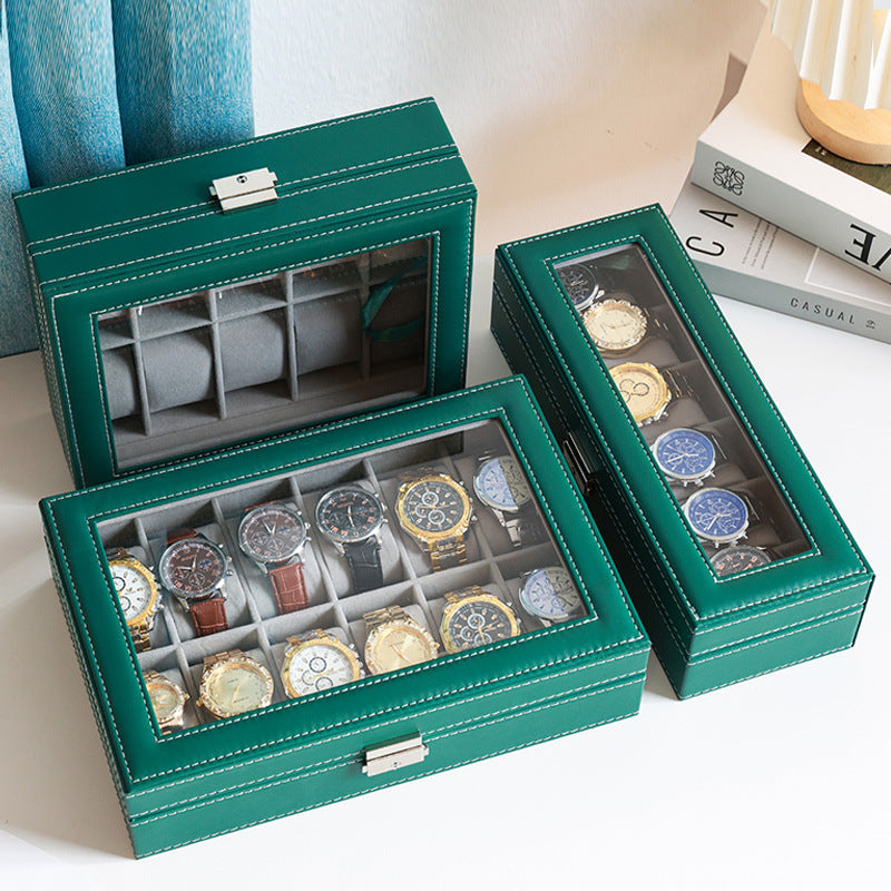 2025 New Leather Watch Box Storage Box with Lock Home Watch Organizer Display Box Mechanical Watch Jewelry Box
