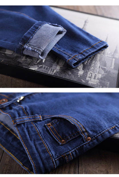 Dark Blue Jeans Women's 2023 New Summer High Waist Summer Thin Stretch Slim-Fit Small Feet Nine-point Tight