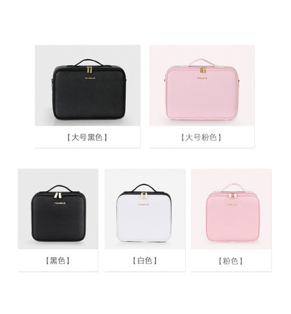 Cosmetic Bag with mirror with light large capacity makeup cosmetic storage bag portable travel removable partition bag