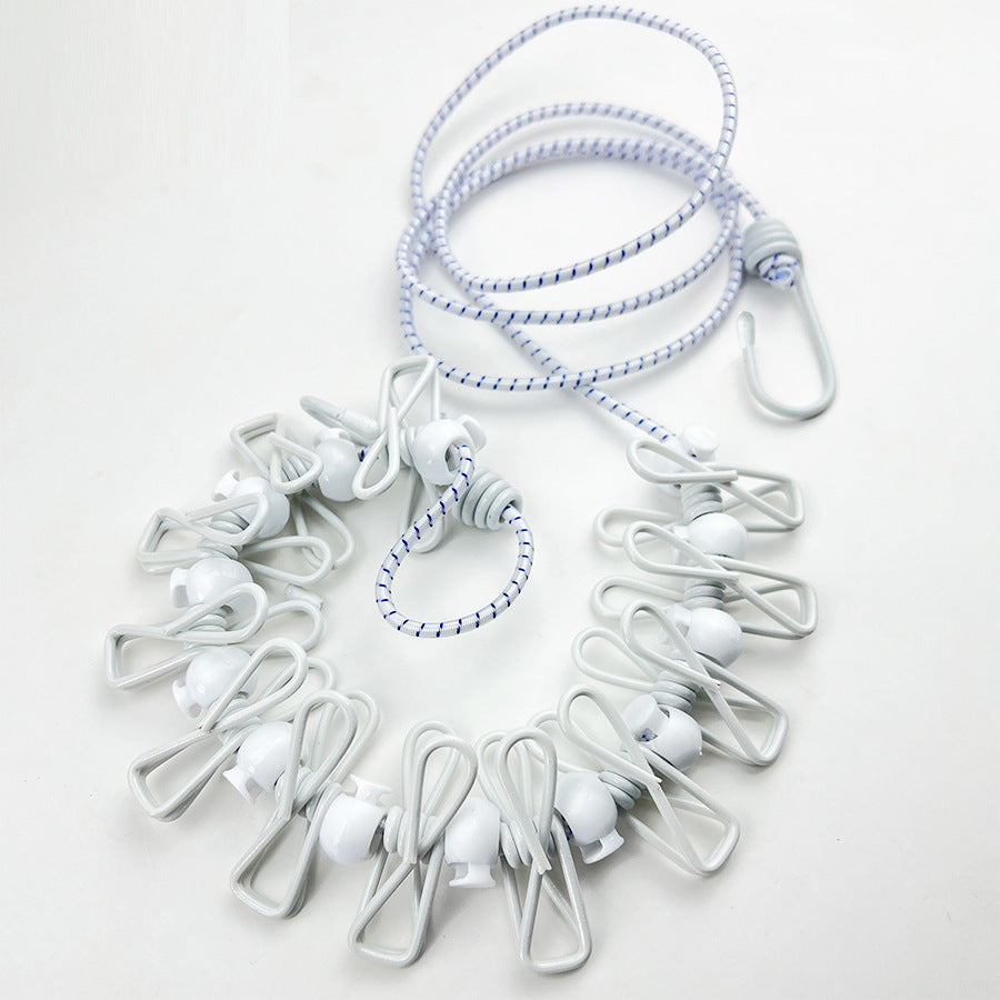 Creative Outdoor Elastic Windproof Clothesline with Positioning Buckle Korean Style Clothesline with Windproof Clip 12 Clips