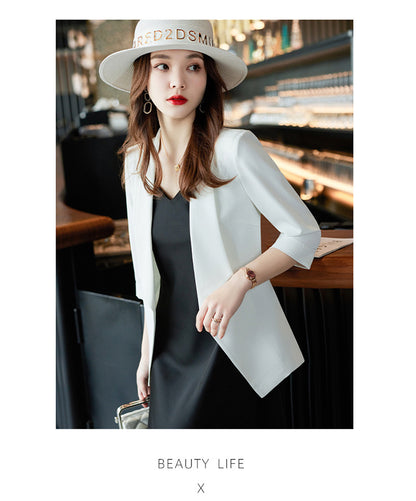 [Three-Quarter Sleeve Dress] Women's Formal Suit Dress, Korean Style Fashion Professional Attire, Small Blazer Dress for Spring and Summer