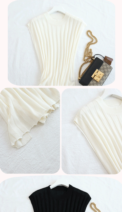 Tangge Summer Silk and Cotton Micro-elastic Women's Sleeveless T-shirt Mulberry Silk Thin Base Shirt Women's Vest Breathable