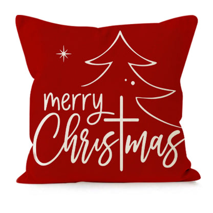 Christmas Pillow Case Red Christmas Tree Snowflake Printed Pillow Case Holiday Sofa Decorative Cushion Cover Wholesale