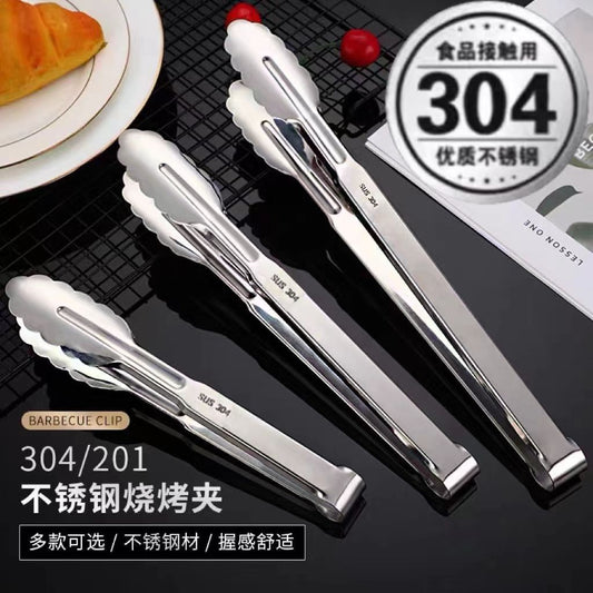 304 Stainless Steel Tongs Commercial Kitchen Tongs Barbecue Steak Barbecue Tongs Anti-Scalding Bread Tongs by PDG ibma
