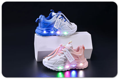 Children's Sports Light-up Gradient Shoes 2025 New Female Torre Shoes Small and Medium-sized Kids Boys and Students LED Luminous Running Shoes