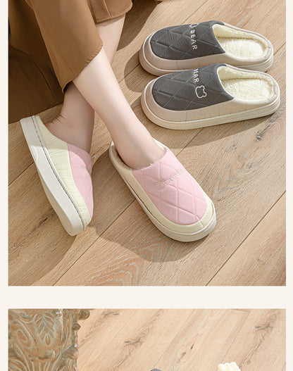 Winter Cotton Slippers for Men, Non-Slip, Wear-Resistant, Thickeneded, Lightweight, Outdoor Wear, Couple Style, Indoor Home, Warm Cartoon Cotton Slippers for Women