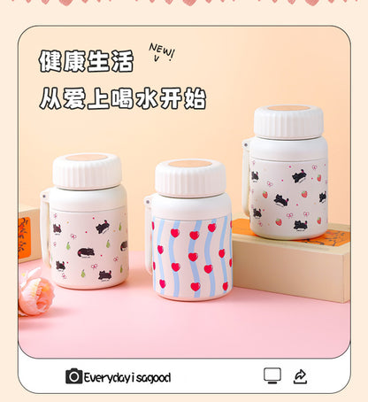 Cartoon cute high-value large-capacity new thermos stainless steel outdoor sports portable rope coffee cup