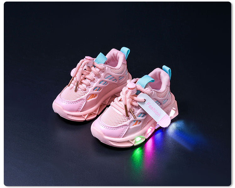 Light-Up Children's Shoes 2025 Spring & Fall New Led Light-Up Soft-Soled Sports Shoes for Small and Medium-Sized Children Women's Fashionable Casual Dad Shoes