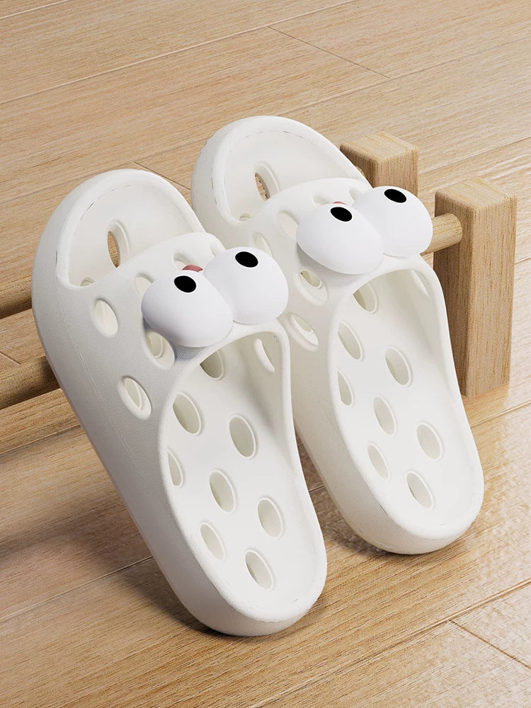 Bathroom Bath Slippers Women's Cartoon Eyes New Summer Home Dormitory Hotel Anti-slip Water Leakage Quick-drying Sandals for Men