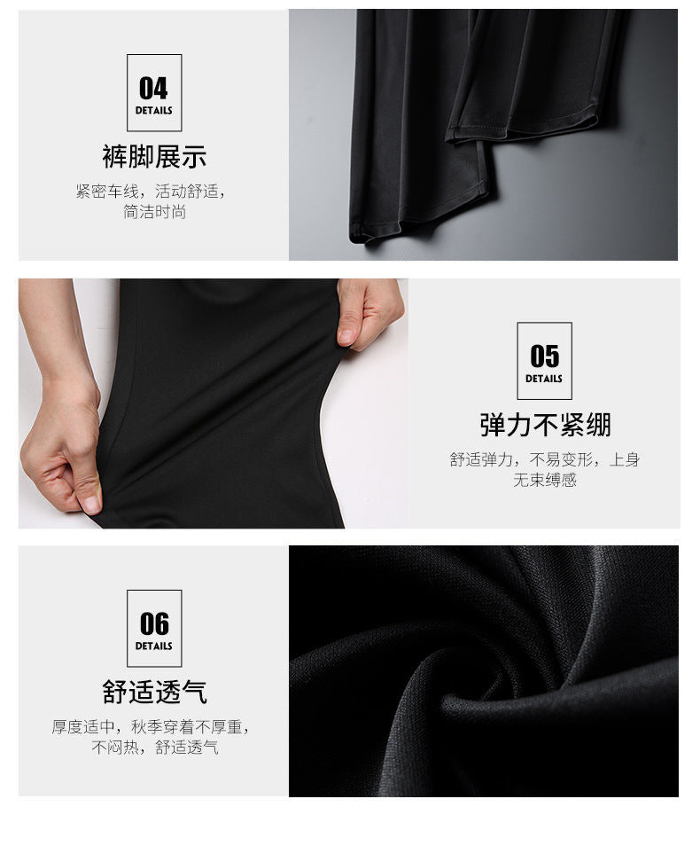 Autumn and Winter fleece-lined Casual Pants Straight Elastic Waist Stretch Pants Men's Thickened Business Men's Pants Elastic Waist Warm Pants