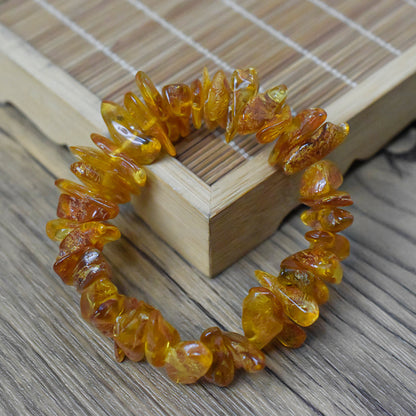 Natural Non-Optimized Baltic Amber Bracelet Bracelet Gold Po Raw Mine All-Match Accompaniment Accessories for Men and Women