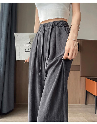 Breathable Anti-Mosquito Pants Yamamoto Pants Women's Thin High-Waist Casual Spring and Autumn Lazy Style Wide-Leg Pants Straight Pants
