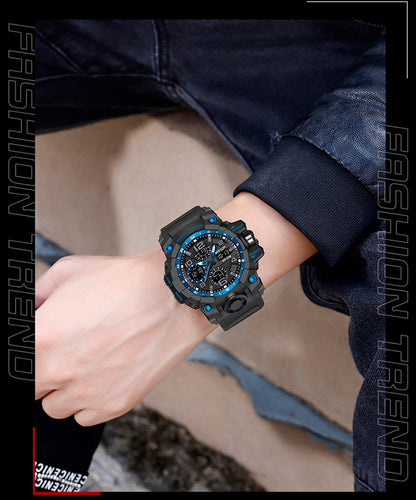 Sanda Hot-Selling Watch Korean Version Student Party Multi-Functional Waterproof Alarm Clock Electronic Watch Cool Dual Display Luminous Sports Watch by PDG ibma