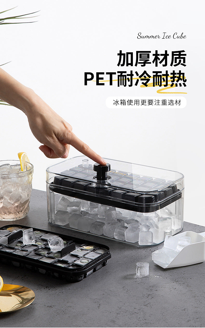 Press Ice Tray Ice Cube Mold Household Ice Box Storage Frozen Ice Cube Model Household Easy-Release Quick-Frozen Artifact