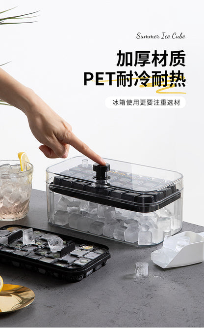 Press Ice Tray Ice Cube Mold Household Ice Box Storage Frozen Ice Cube Model Household Easy-Release Quick-Frozen Artifact