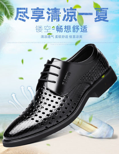 Ba Totem Summer Men's Shoes Genuine Leather Hollow Breathable Leather Shoes Men's Shoes Men's Korean Fashionable Business Dress Shoes Men's