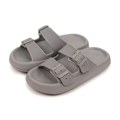 2026 New Thick-Soled Slippers, Wear-Resistant Double Buckle Eva Sandals, Couple's Summer Women's Outdoor and Indoor Slippers with a Soft Cushioning Feel