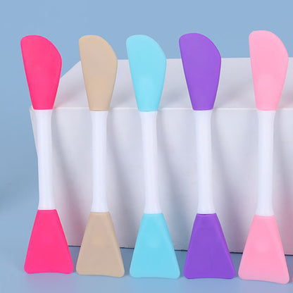 In-Stock Single Double-Sided Multi-Color Angled Flat Head Beauty Tpr Silicone Set Mask Brush and Beauty Tools