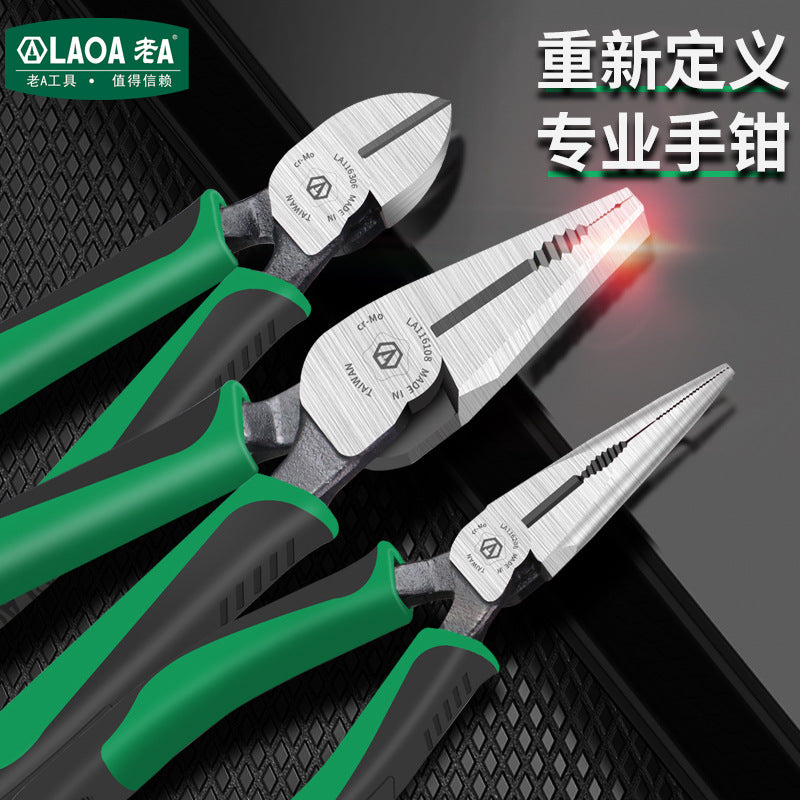 Old A Taiwan origin imported vice pointed-nose pliers wire pliers mouth pliers diagonal pliers fishing pliers wire shear