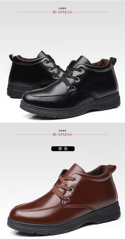 Popular men's cotton shoes genuine leather cotton boots pilot quick-heating shoes fleece-lined warm cotton leather shoes wool warm snow boots