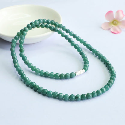 Guan Yu Natural Grade a Jade Necklace Blue Water Jade Round Bead Chain E-Commerce Live Broadcast Hot Sale Wholesale S5060601