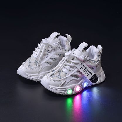 Spring and Autumn New Style Luminous Men's Sports Shoes with Lights, Cloth Women's Casual Shoes, Children's Led Lighted Toddler Shoes in Stock