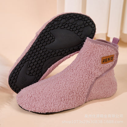 Cross-Border Large Size Shein Winter New Women's Velcro Home Indoor Non-Slip Warm Long Plush Snow Boots