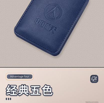 Work Card Case Detached Double Card Position Genuine Leather Folding Card Case Chest Card Lanyard Access Control Card Student School Card Rice