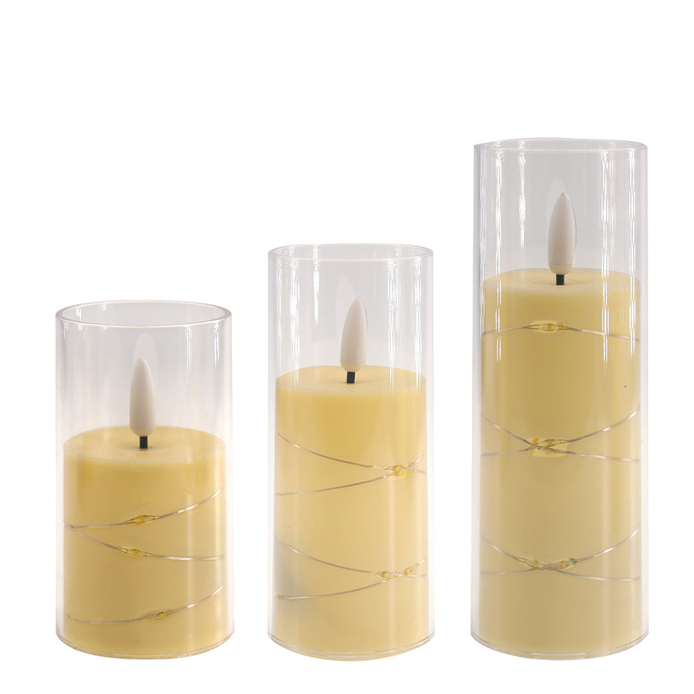 Flameless Candle Battery Powered Candle LED Fairy Light Plexiglass Candle with Remote Control Holiday Candle