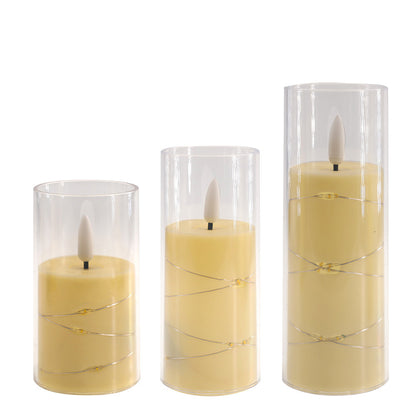 Flameless Candle Battery Powered Candle LED Fairy Light Plexiglass Candle with Remote Control Holiday Candle