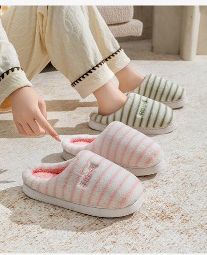 Cotton Slippers for Women in Autumn and Winter Indoor Home Non-Slip Thick-Soled Couple Style Plush Warm and Comfortable Home Cotton Slippers for Men
