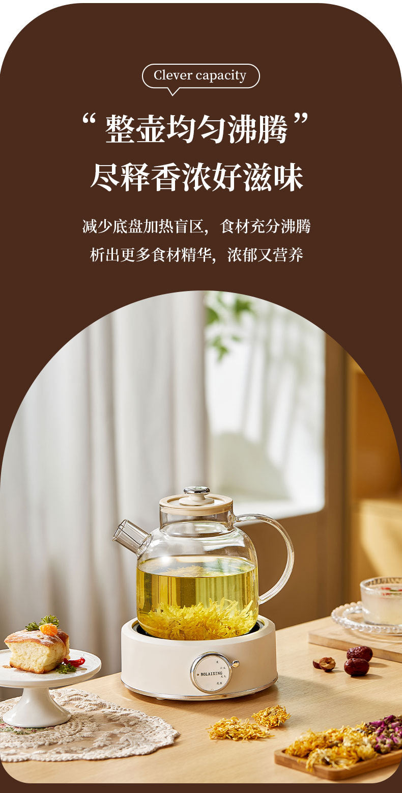 Health Pot Multi-functional Home Office Full Glass Flower Tea Pot Large Capacity Kettle Boiling Tea Pot Gift Box Gift