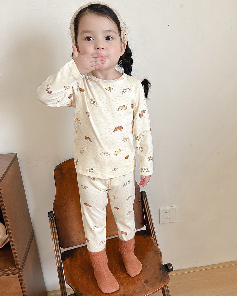 Children's Pajamas, Baby Autumn Clothes and Long Trousers, Kidsren's Home Clothes, Category a Pure Cotton Pajamas for Boys and Girls, Boys' Home Clothes