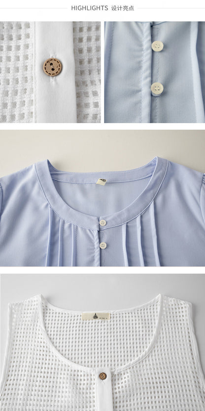 Two days 2025 spring new plus size women's tassel hollow blouse/solid color waist dress 8782AB